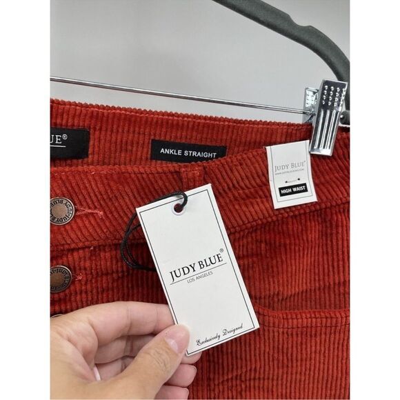 NWT Judy Blue Womens High Waist Ankle Straight Corduroy Jeans Rust Size 16W - Picture 8 of 15